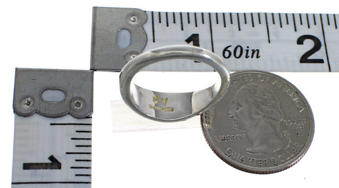 Southwestern Multicolor Inlay And Genuine Sterling Silver Ring Size 7-1/2 WX75341