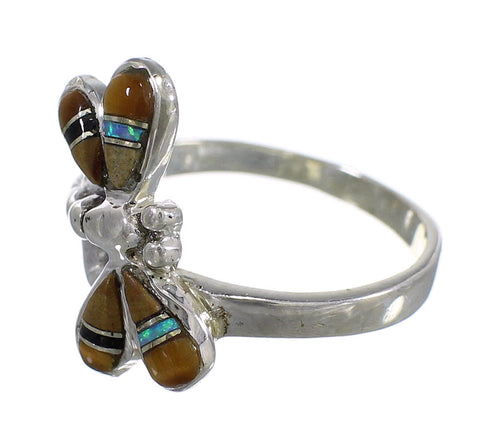 Sterling Silver Southwest Multicolor Inlay Dragonfly Ring Size 6-3/4 WX75361
