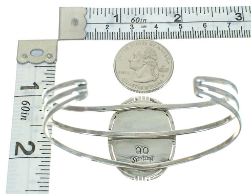 Sterling Silver Multicolor Inlay Native American Village Design Bracelet RX69132