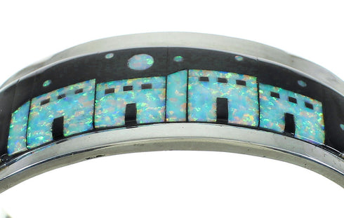 Sterling Silver Multicolor Inlay Native American Pueblo Design Cuff Bracelet RX69137