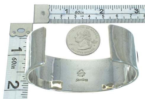Sterling Silver Multicolor Inlay Native American Pueblo Design Cuff Bracelet RX69137