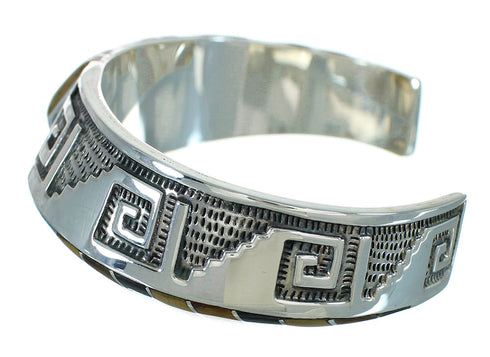 Multicolor Southwestern Sterling Silver Water Wave Cuff Bracelet RX69182