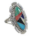 Sterling Silver Southwestern Multicolor Inlay Ring Size 7-1/4 QX77487