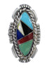 Genuine Sterling Silver Southwest Multicolor Inlay Ring Size 5-1/2 QX77766