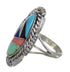 Southwest Sterling Silver Multicolor Inlay Ring Size 7-1/4 QX77770