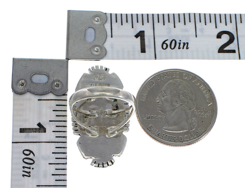 Southwest Sterling Silver Multicolor Inlay Ring Size 7-1/4 QX77770