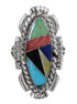 Multicolor Inlay Silver Southwestern Ring Size 8 QX77778