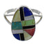 Multicolor Inlay Southwest Silver Ring Size 7-1/2 QX77805