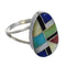 Multicolor Inlay Southwest Genuine Sterling Silver Ring Size 5-1/2 QX77819