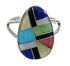 Southwest Multicolor Inlay Silver Ring Size 5-1/4 QX77824
