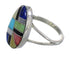 Southwest Multicolor Inlay Silver Ring Size 5-1/4 QX77824