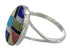 Southwest Multicolor Inlay Authentic Sterling Silver Ring Size 6 QX77831