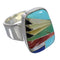 Southwestern Multicolor Inlay Genuine Sterling Silver Ring Size 4-3/4 QX77850