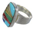 Southwestern Multicolor Inlay Genuine Sterling Silver Ring Size 4-3/4 QX77850