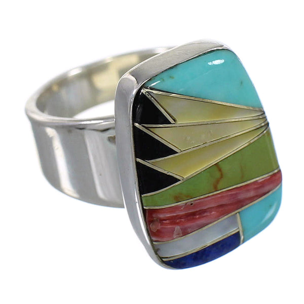 Sterling Silver Multicolor Inlay Southwest Ring Size 5-1/2 QX77853