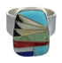 Genuine Sterling Silver Multicolor Inlay Southwestern Ring Size 4-3/4 QX77863