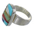 Southwest Silver Multicolor Inlay Jewelry Ring Size 7-1/2 QX77864