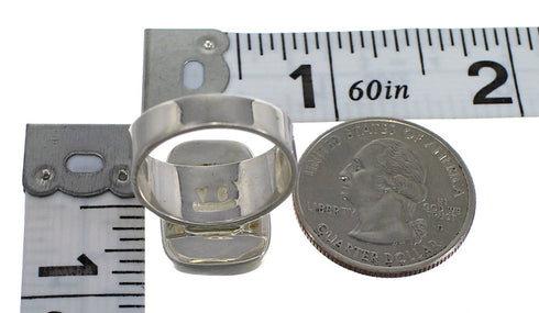 Southwest Silver Multicolor Inlay Jewelry Ring Size 7-1/2 QX77864