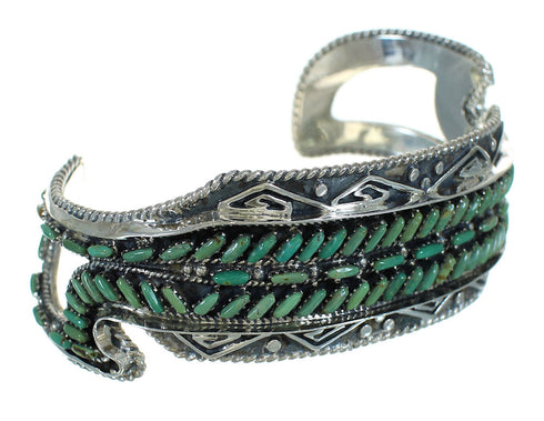 Genuine Sterling Silver Turquoise Needlepoint Water Waves Cuff Bracelet RX78325