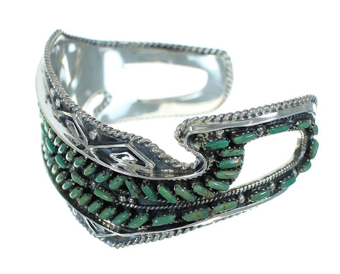 Genuine Sterling Silver Turquoise Needlepoint Water Waves Cuff Bracelet RX78325