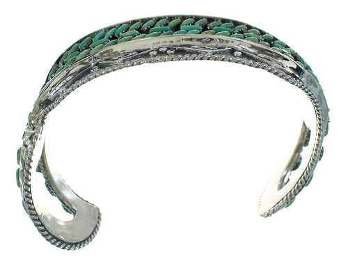 Genuine Sterling Silver Turquoise Needlepoint Water Waves Cuff Bracelet RX78325