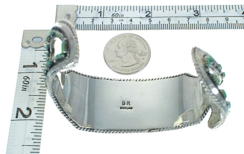 Genuine Sterling Silver Turquoise Needlepoint Water Waves Cuff Bracelet RX78325