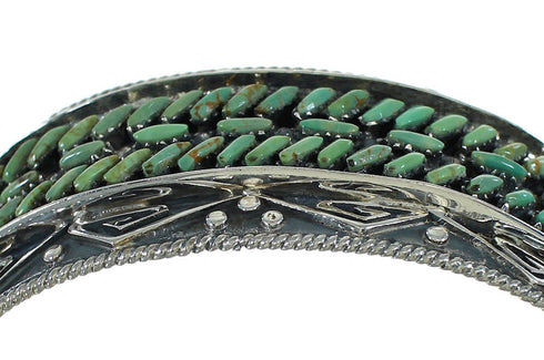 Turquoise Needlepoint Genuine Sterling Silver Water Waves Cuff Bracelet RX78329