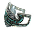 Authentic Sterling Silver Water Waves Turquoise Needlepoint Cuff Bracelet RX78340