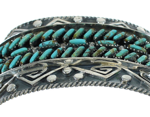 Authentic Sterling Silver Water Waves Turquoise Needlepoint Cuff Bracelet RX78340