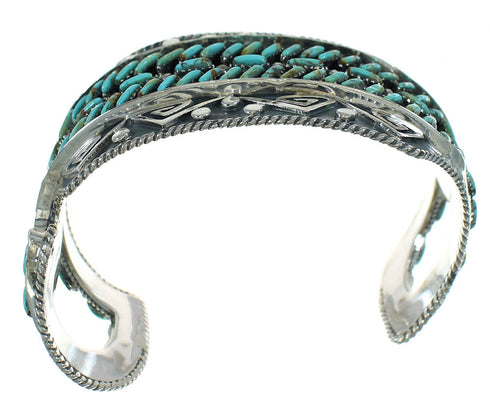 Authentic Sterling Silver Water Waves Turquoise Needlepoint Cuff Bracelet RX78340