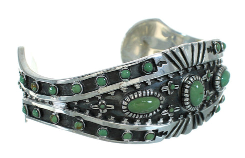 Southwest Turquoise Genuine Sterling Silver Cuff Bracelet RX78355