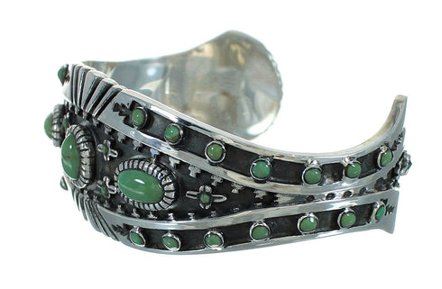 Southwest Turquoise Genuine Sterling Silver Cuff Bracelet RX78355