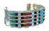 Genuine Sterling Silver Southwestern Multicolor Inlay Cuff Bracelet AX78089