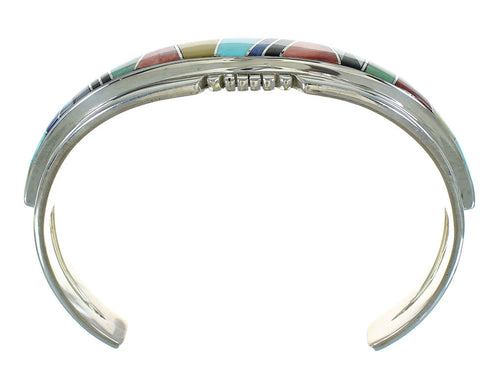 Silver Multicolor Inlay Cuff Bracelet AX78104