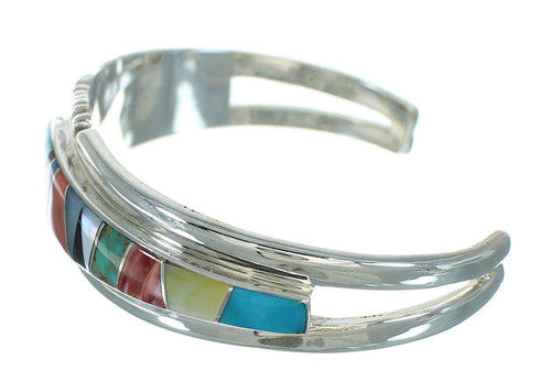 Southwestern Silver Multicolor Cuff Bracelet AX78121