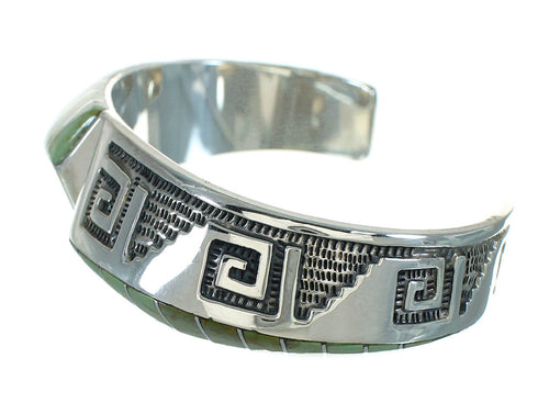 Turquoise Southwest Sterling Silver Water Wave Cuff Bracelet AX77964