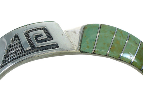 Turquoise Southwest Sterling Silver Water Wave Cuff Bracelet AX77964