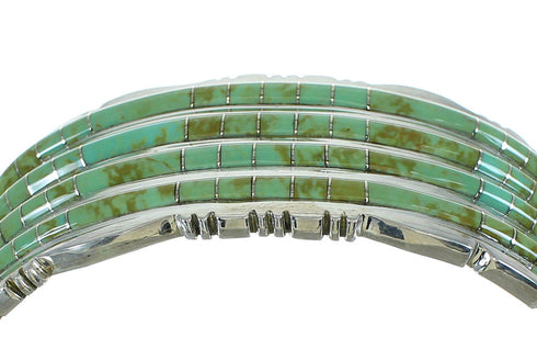 Turquoise Inlay Sterling Silver Cuff Bracelet AX77973