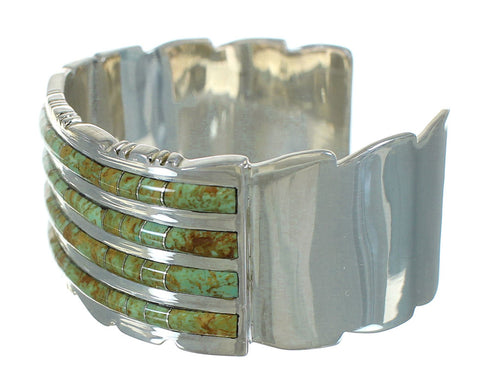 Turquoise Inlay Sterling Silver Southwest Cuff Bracelet AX77976