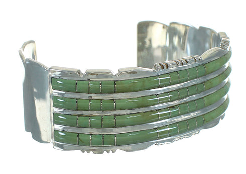 Turquoise Inlay Genuine Sterling Silver Southwest Cuff Bracelet AX77983