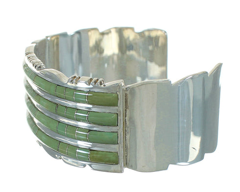Turquoise Inlay Genuine Sterling Silver Southwest Cuff Bracelet AX77983