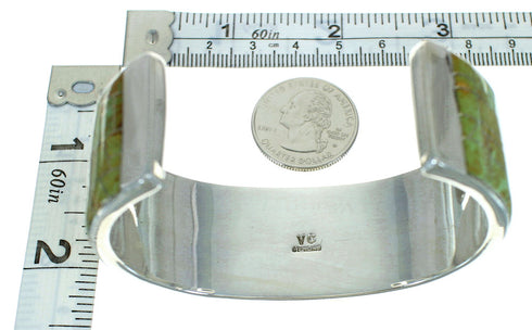 Turquoise Inlay Silver Southwestern Cuff Bracelet AX77996