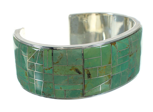 Southwestern Turquoise Inlay Silver Cuff Bracelet AX78007