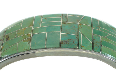 Southwestern Turquoise Inlay Silver Cuff Bracelet AX78007