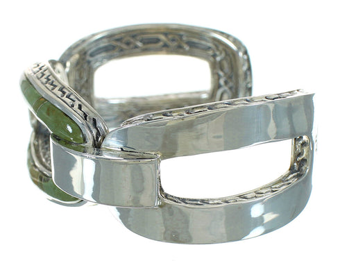 Southwest Turquoise Inlay Genuine Sterling Silver Cuff Bracelet AX78011