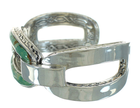 Turquoise Inlay Genuine Sterling Silver Cuff Bracelet AX78012