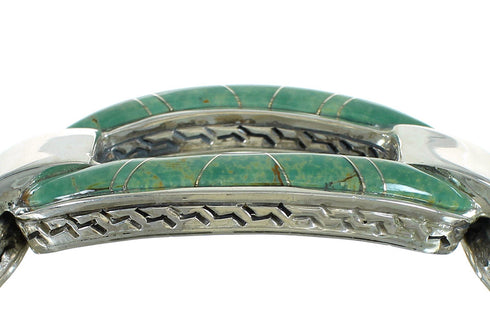 Turquoise Inlay Genuine Sterling Silver Cuff Bracelet AX78012