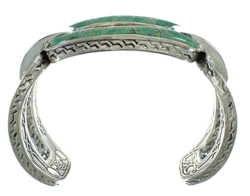 Turquoise Inlay Genuine Sterling Silver Cuff Bracelet AX78012