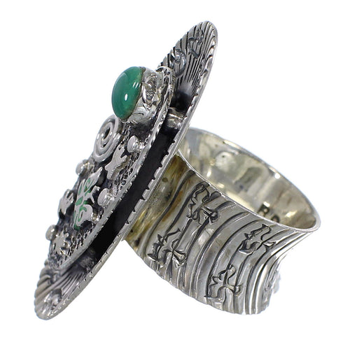 Turquoise And Sterling Silver Water Wave Bear Southwest Ring Size 4-1/2 WX81018