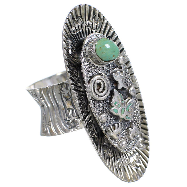 Sterling Silver Turquoise Butterfly Bear Southwestern Ring Size 4-3/4 WX81033